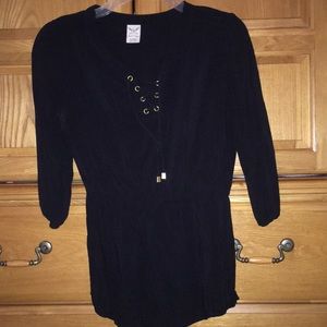 Black lace up fitted top